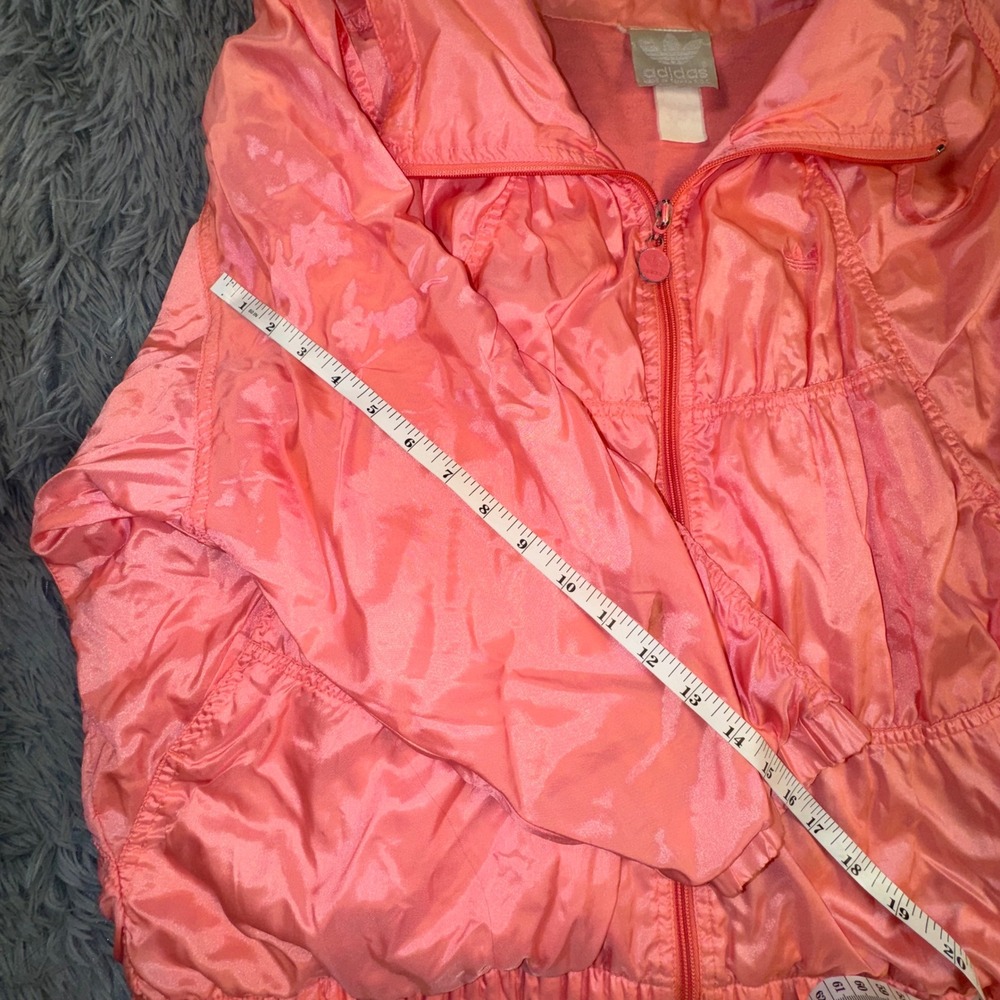 Adidas Track Jacket Women's Large Coral Pink Windbreaker Full Zip Vintage 80s - Picture 6 of 12